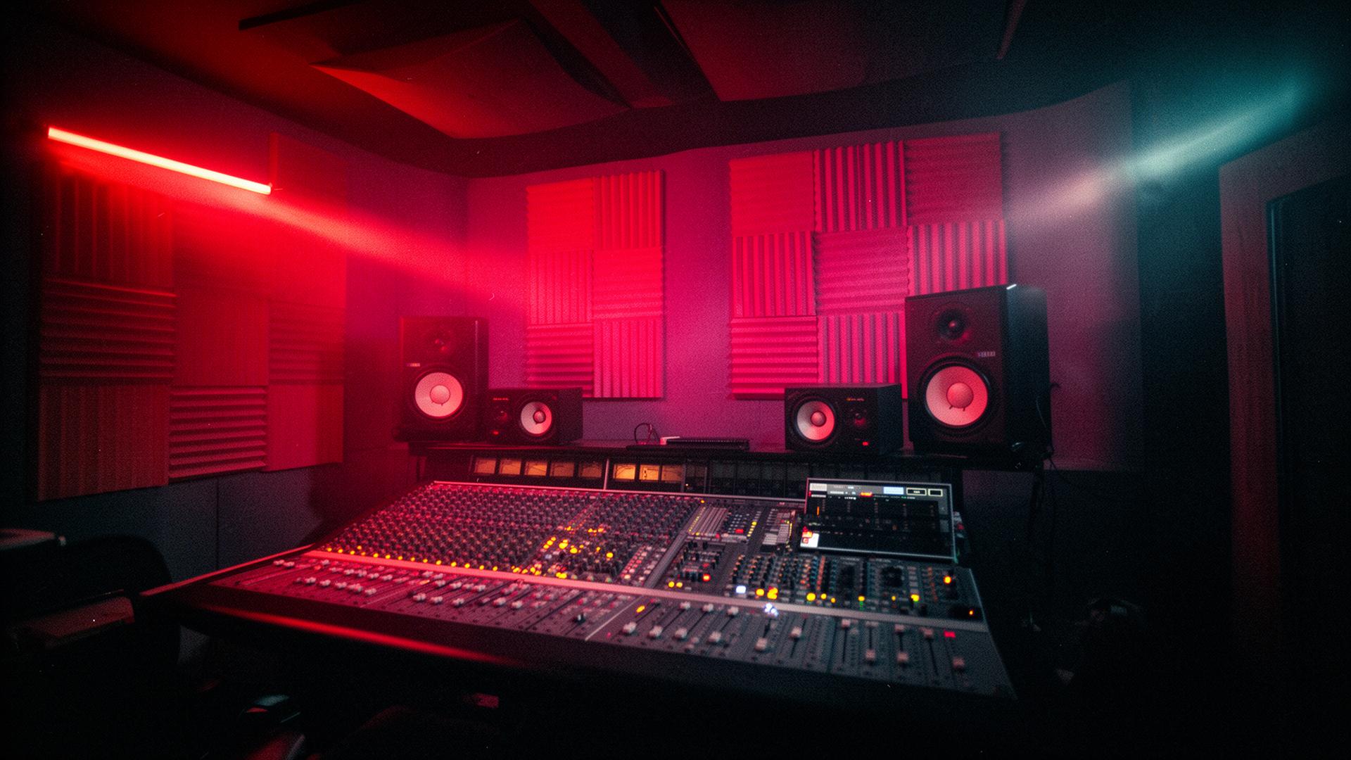 DTA Studios Miami recording room with neon glow